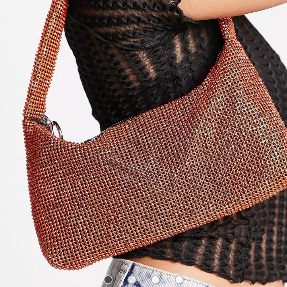 Topshop Sindy diamante bag in rust